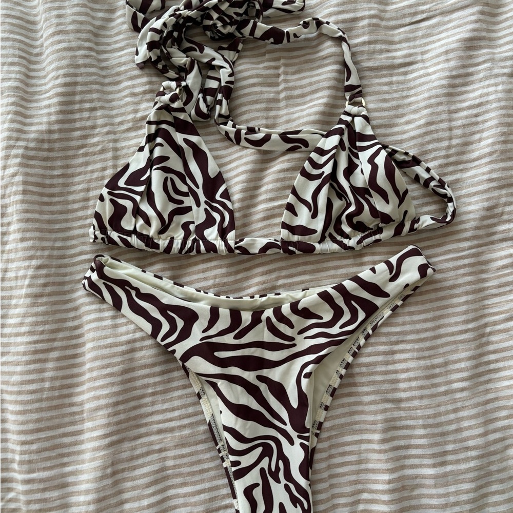 Monday swimwear Zebra Print Bikini Set and sarong